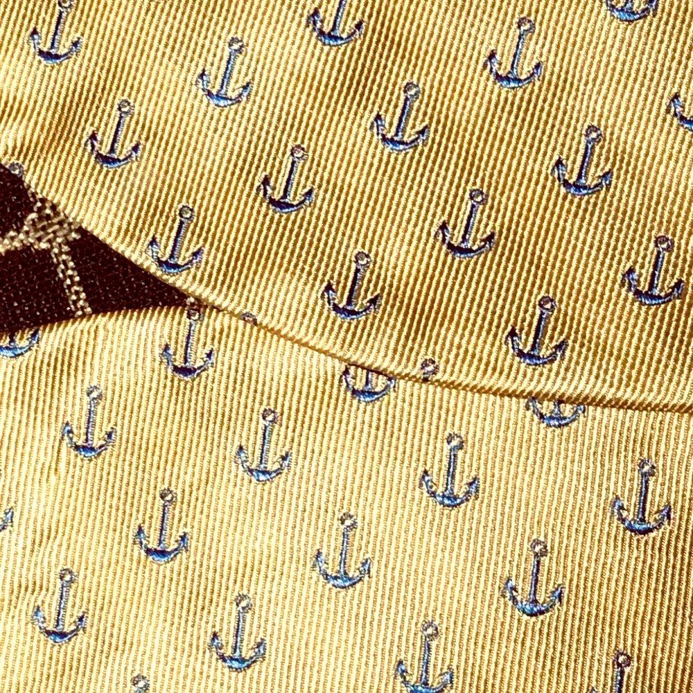 Chaps 100% Silk Yellow with Blue Anchors Adjustable Bow Tie
